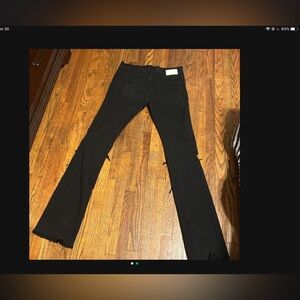 black thredded flare jeans